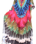 Sakkas Georgettina Flowy Rhinestone V Neck Long Caftan Dress/Cover Up