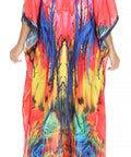 Sakkas Georgettina Flowy Rhinestone V Neck Long Caftan Dress/Cover Up