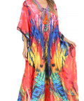 Sakkas Georgettina Flowy Rhinestone V Neck Long Caftan Dress/Cover Up