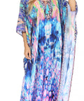 Sakkas Georgettina Flowy Rhinestone V Neck Long Caftan Dress/Cover Up