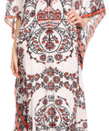 Sakkas Georgettina Flowy Rhinestone V Neck Long Caftan Dress/Cover Up