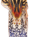 Sakkas Georgettina Flowy Rhinestone V Neck Long Caftan Dress/Cover Up
