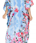 Sakkas Georgettina Flowy Rhinestone V Neck Long Caftan Dress/Cover Up
