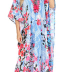 Sakkas Georgettina Flowy Rhinestone V Neck Long Caftan Dress/Cover Up