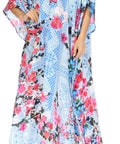 Sakkas Georgettina Flowy Rhinestone V Neck Long Caftan Dress/Cover Up