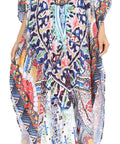 Sakkas Georgettina Flowy Rhinestone V Neck Long Caftan Dress/Cover Up