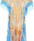 Sakkas Georgettina Flowy Rhinestone V Neck Long Caftan Dress/Cover Up