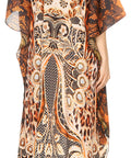 Sakkas Georgettina Flowy Rhinestone V Neck Long Caftan Dress/Cover Up