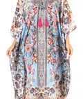 Sakkas Georgettina Flowy Rhinestone V Neck Long Caftan Dress/Cover Up