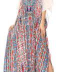 Sakkas Georgettina Flowy Rhinestone V Neck Long Caftan Dress/Cover Up