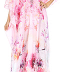 Sakkas Georgettina Flowy Rhinestone V Neck Long Caftan Dress/Cover Up
