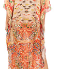 Sakkas Georgettina Flowy Rhinestone V Neck Long Caftan Dress/Cover Up