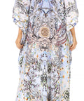 Sakkas Georgettina Flowy Rhinestone V Neck Long Caftan Dress/Cover Up