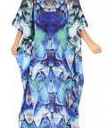 Sakkas Georgettina Flowy Rhinestone V Neck Long Caftan Dress/Cover Up