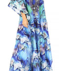 Sakkas Georgettina Flowy Rhinestone V Neck Long Caftan Dress/Cover Up