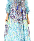 Sakkas Georgettina Flowy Rhinestone V Neck Long Caftan Dress/Cover Up