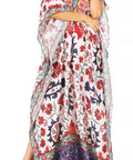 Sakkas Georgettina Flowy Rhinestone V Neck Long Caftan Dress/Cover Up