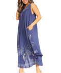 Sakkas Starlight Fourth Women's Tie Dye Caftan Tank Dress/Cover Up  Beach Kaftan