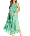 Sakkas Starlight Fourth Women's Tie Dye Caftan Tank Dress/Cover Up  Beach Kaftan