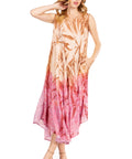 Sakkas Starlight Fourth Women's Tie Dye Caftan Tank Dress/Cover Up  Beach Kaftan