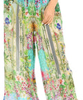 Sakkas Anie Women's Boho Casual Flowy Flare Palazzo Wide Leg Pants Floral Print