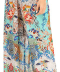 Sakkas Anie Women's Boho Casual Flowy Flare Palazzo Wide Leg Pants Floral Print