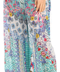 Sakkas Anie Women's Boho Casual Flowy Flare Palazzo Wide Leg Pants Floral Print