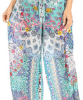 Sakkas Anie Women's Boho Casual Flowy Flare Palazzo Wide Leg Pants Floral Print