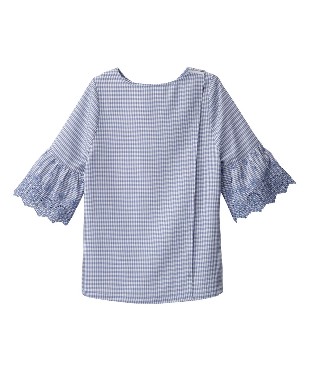 Women’s Open Back Top with Embroidered Bell Sleeves