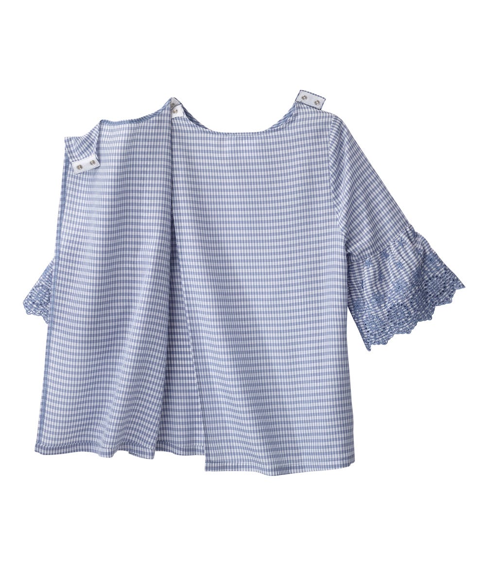 Women’s Open Back Top with Embroidered Bell Sleeves