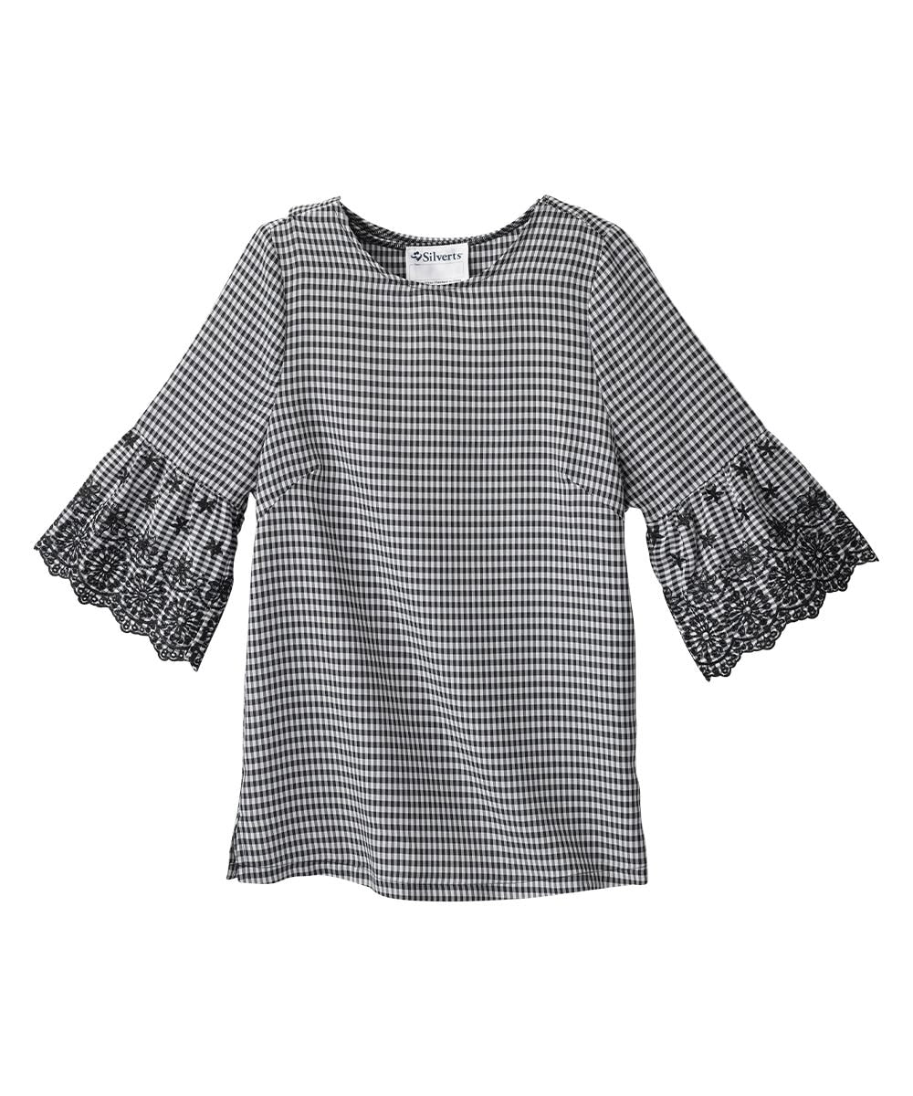 Women’s Open Back Top with Embroidered Bell Sleeves