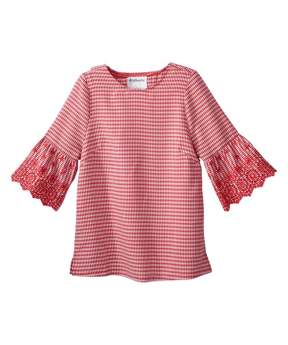 Women’s Open Back Top with Embroidered Bell Sleeves