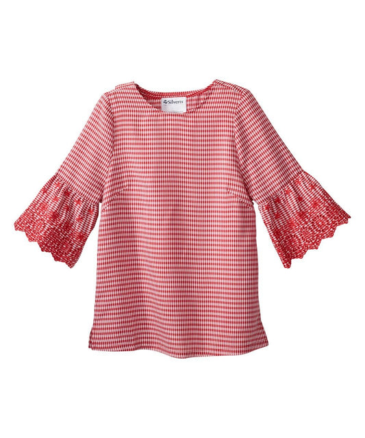 Women’s Open Back Top with Embroidered Bell Sleeves