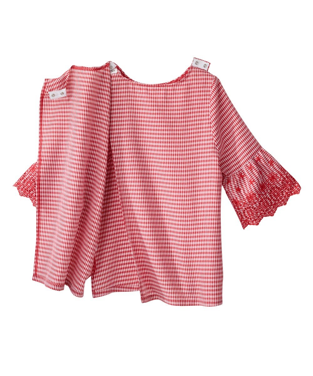 Women’s Open Back Top with Embroidered Bell Sleeves