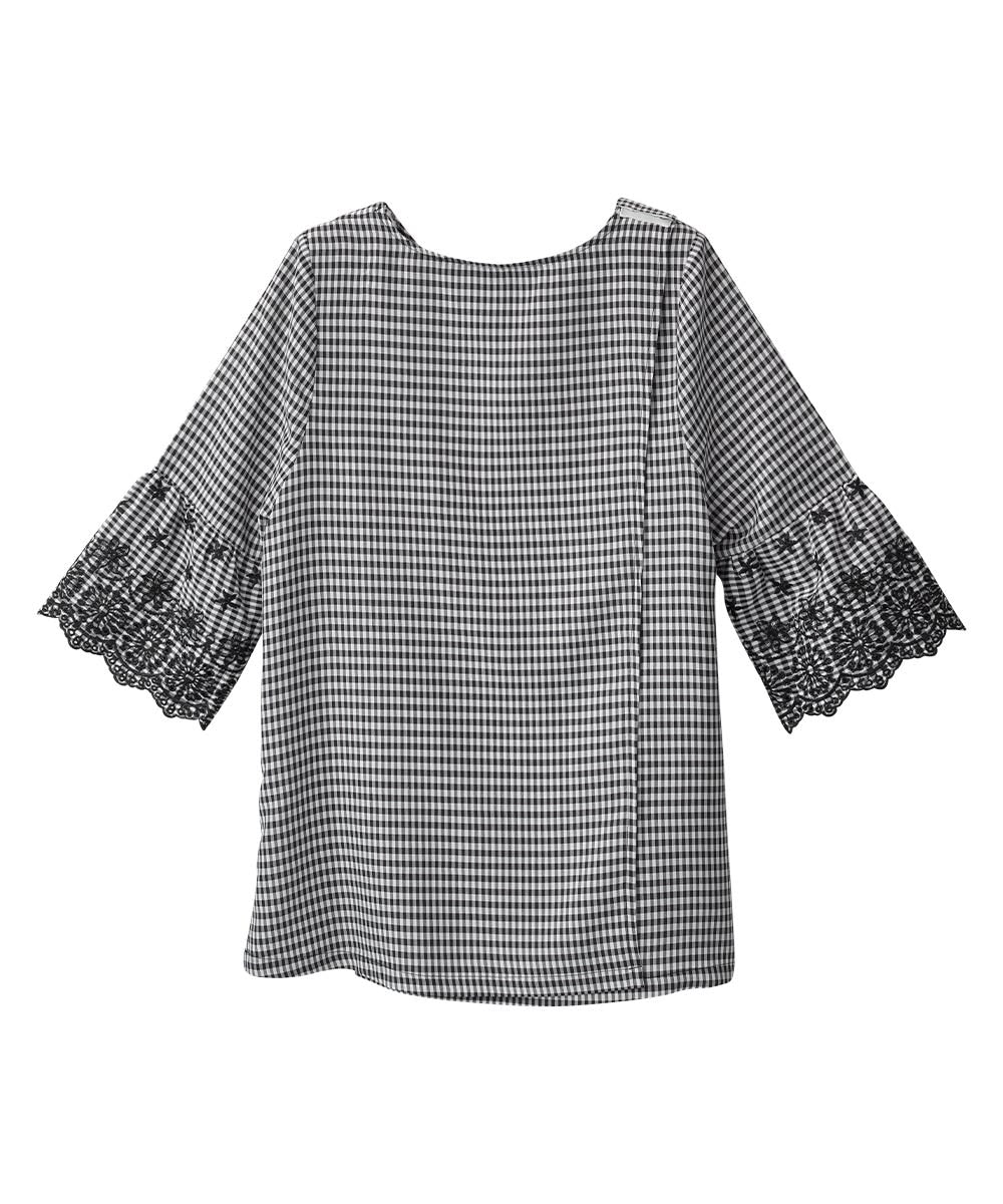 Women’s Open Back Top with Embroidered Bell Sleeves