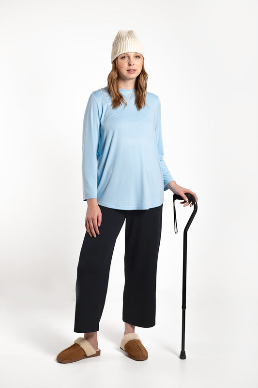 Women's Open Back Embellished Long Sleeve Top