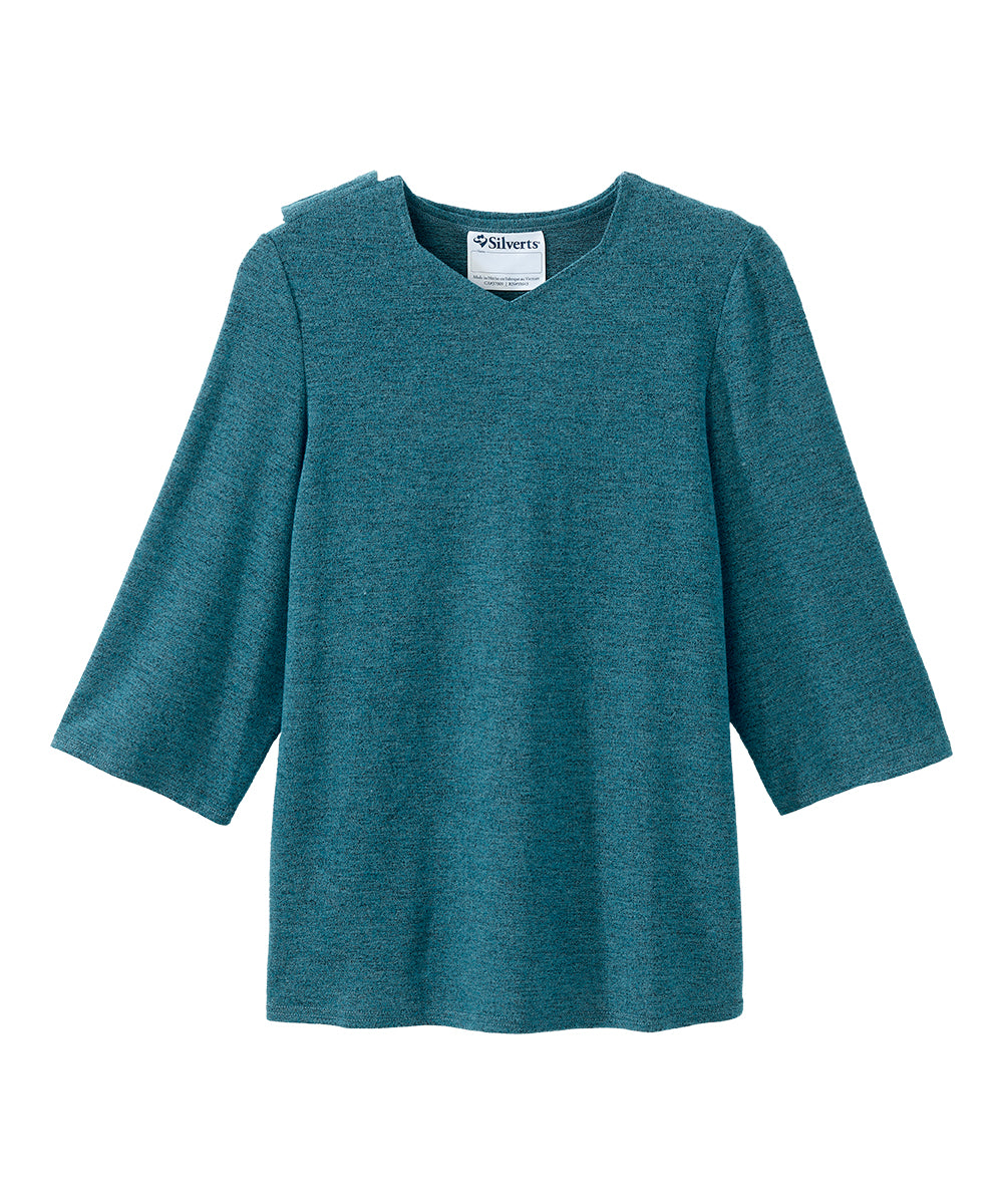 Women's Open Back 3/4 Sleeve Soft Knit Top