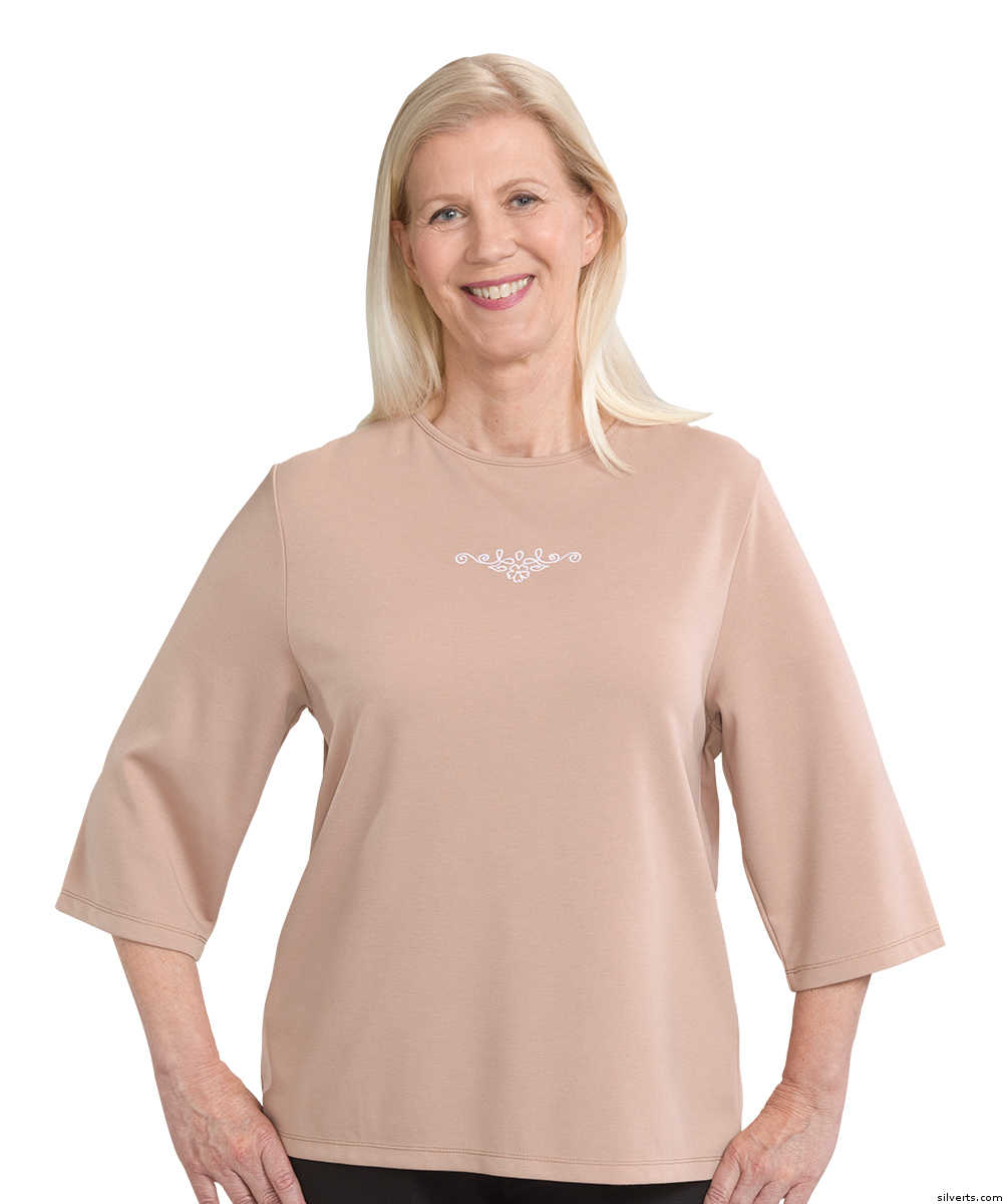 Women's Embroidered Adaptive 3/4 Sleeve Top - Clearance