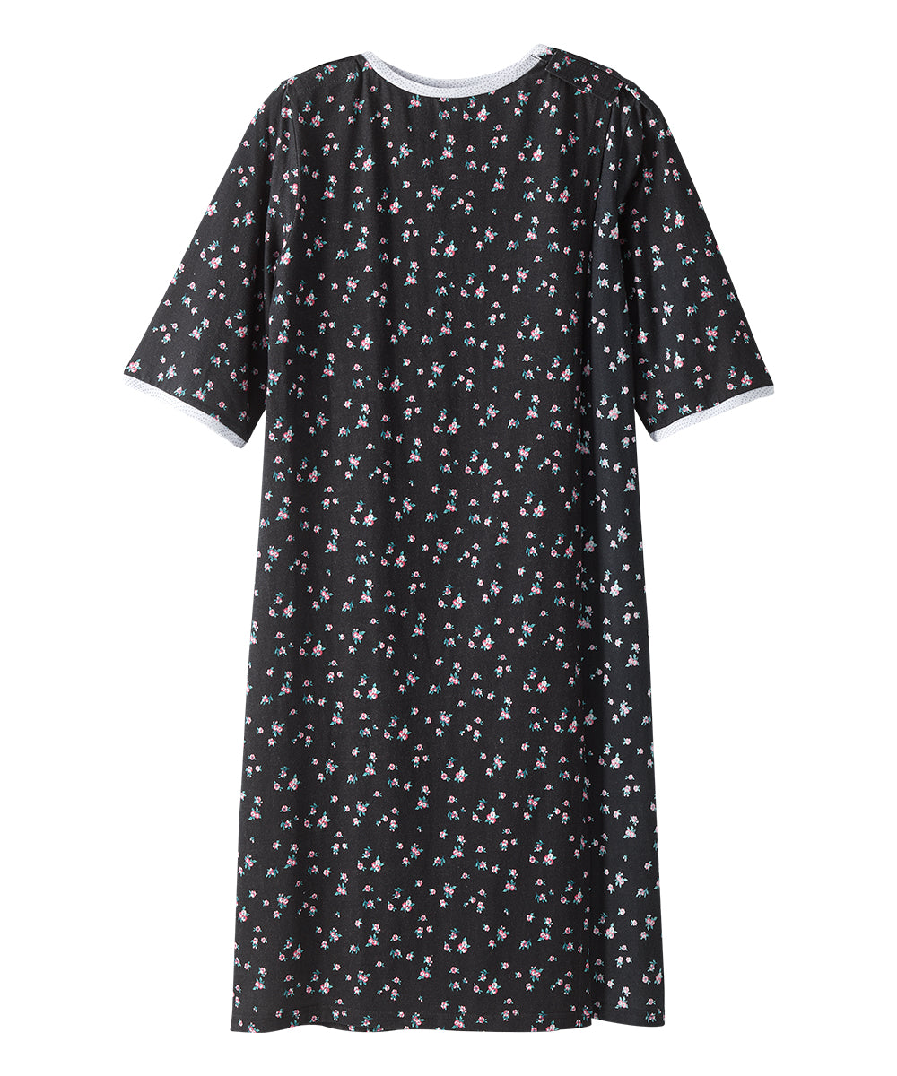 Open Back Knit Nightgown with Lace Trim
