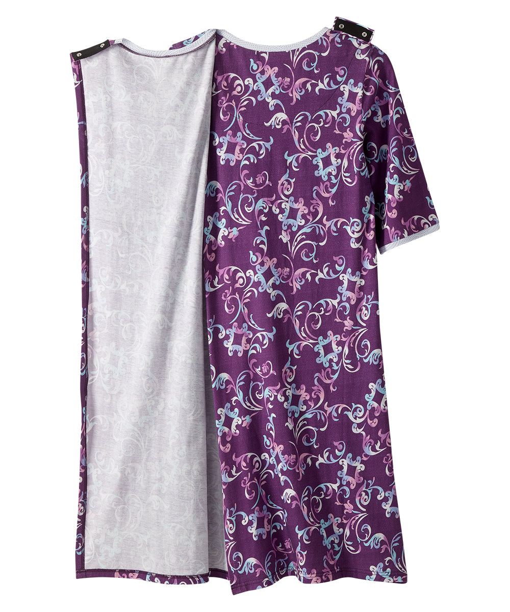 Open Back Knit Nightgown with Lace Trim