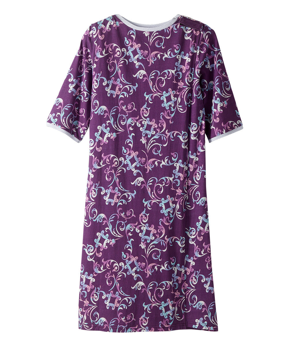 Open Back Knit Nightgown with Lace Trim