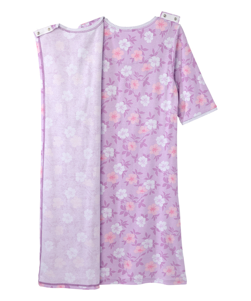 Open Back Knit Nightgown with Lace Trim