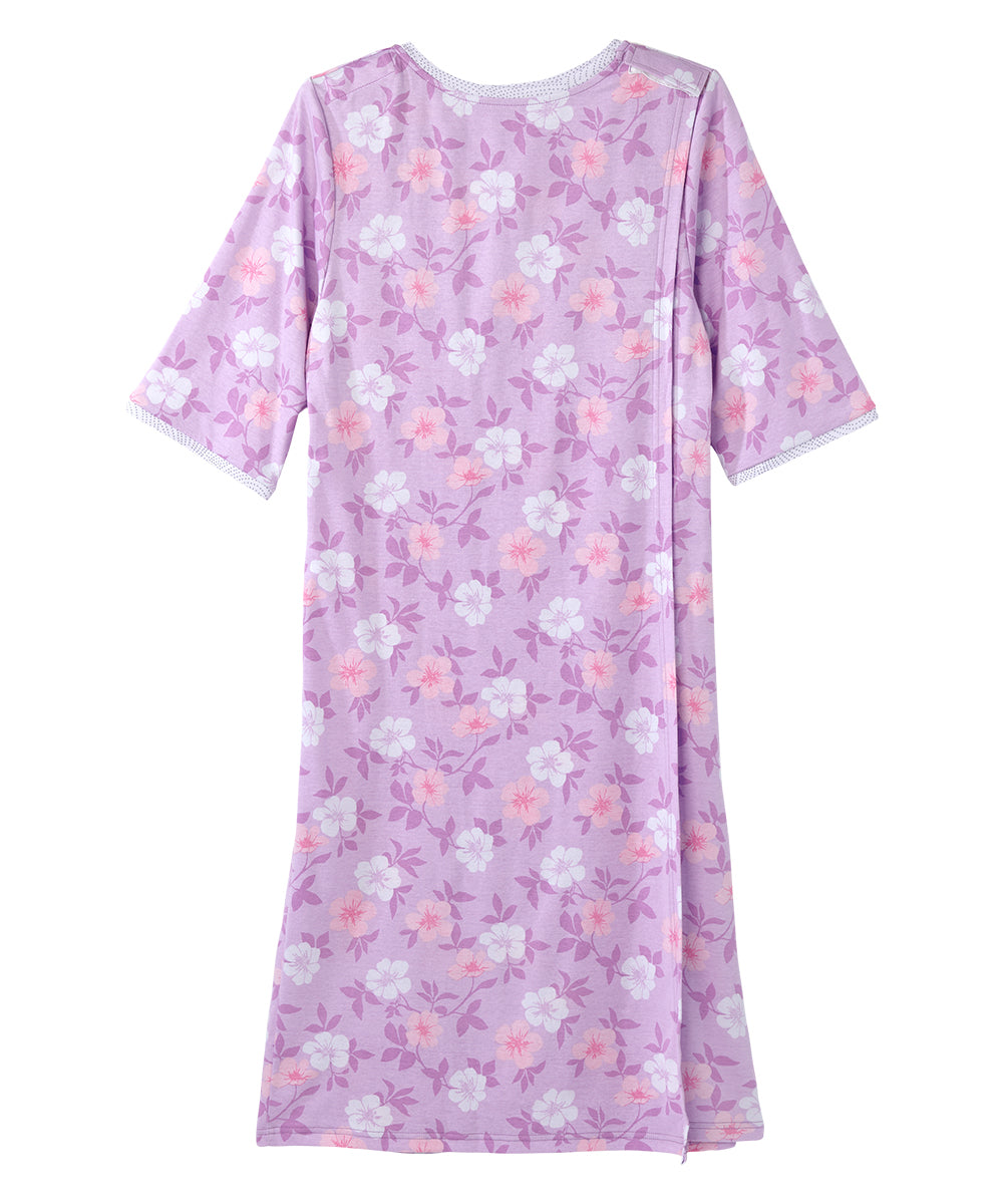 Open Back Knit Nightgown with Lace Trim