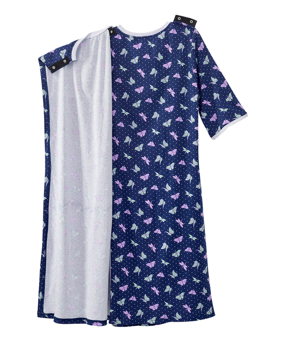 Open Back Knit Nightgown with Lace Trim