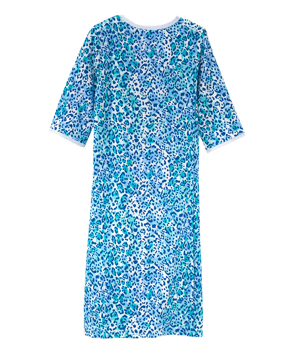 Open Back Knit Nightgown with Lace Trim