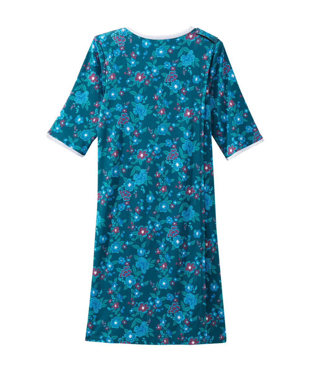Open Back Knit Nightgown with Lace Trim