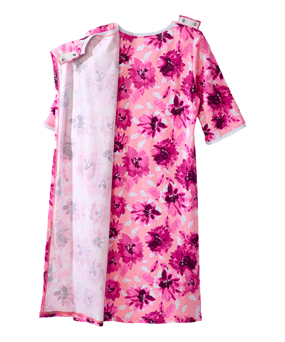 Open Back Knit Nightgown with Lace Trim