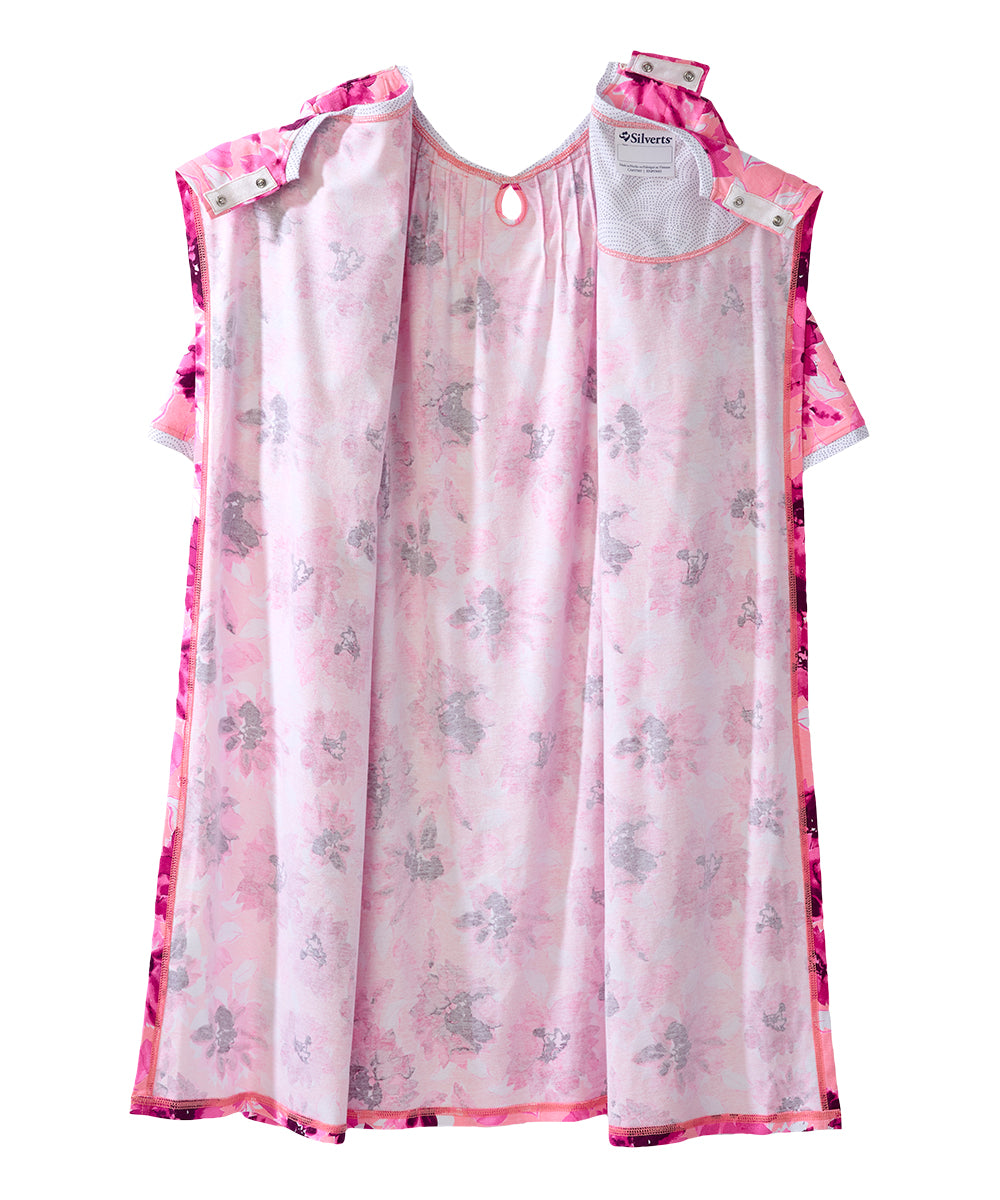 Open Back Knit Nightgown with Lace Trim