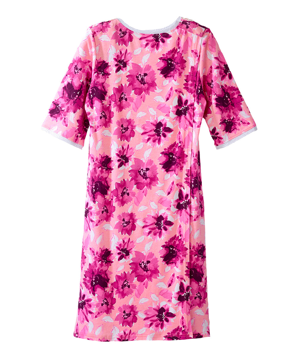 Open Back Knit Nightgown with Lace Trim