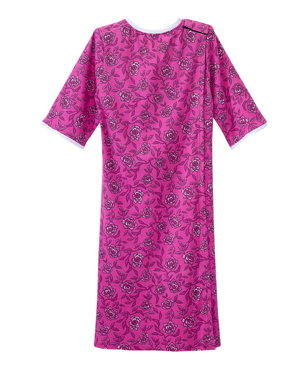 Open Back Knit Nightgown with Lace Trim